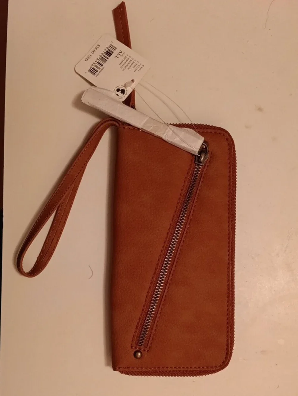 Free People Caramel Tan Zip-Around Wristlet Wallet
